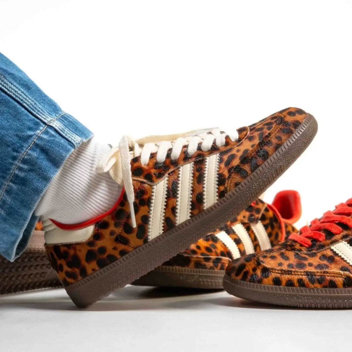 Adidas Samba OG Gebraucht Rot Leopardenmuster
