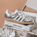 Adidas Samba OG Silver Metallic Cracked Leather - JR0035