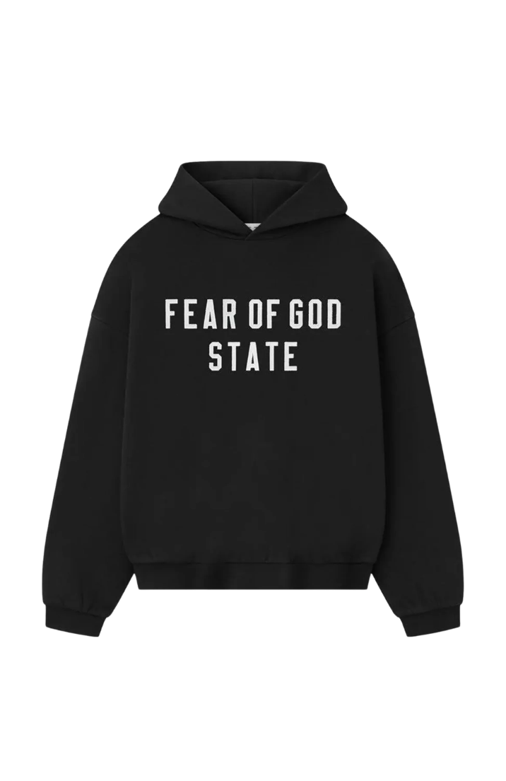 Fear Of God Essentials 90er Fit Fleece Kapuzenpullover Jet Black