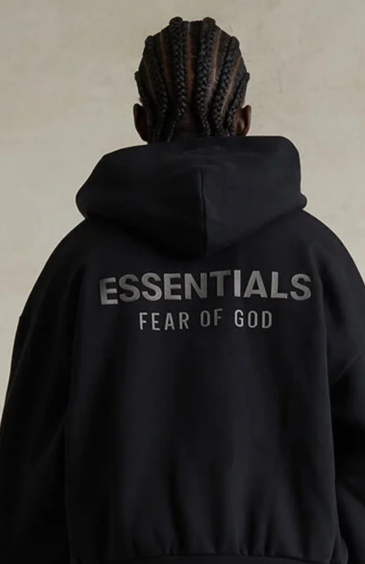 Fear of God Essentials Klassischer Fleece Kapuzenpullover Jet Black