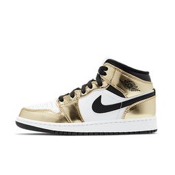 Air Jordan 1 Mid Metallic Gold Schwarz Weiß (GS)