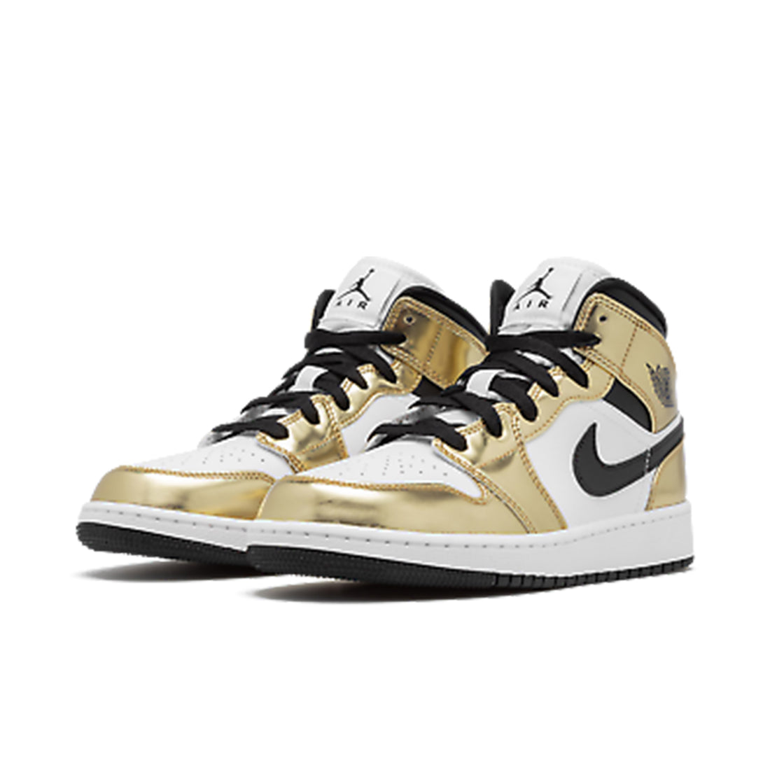 Air Jordan 1 Mid Metallic Gold Schwarz Weiß (GS)