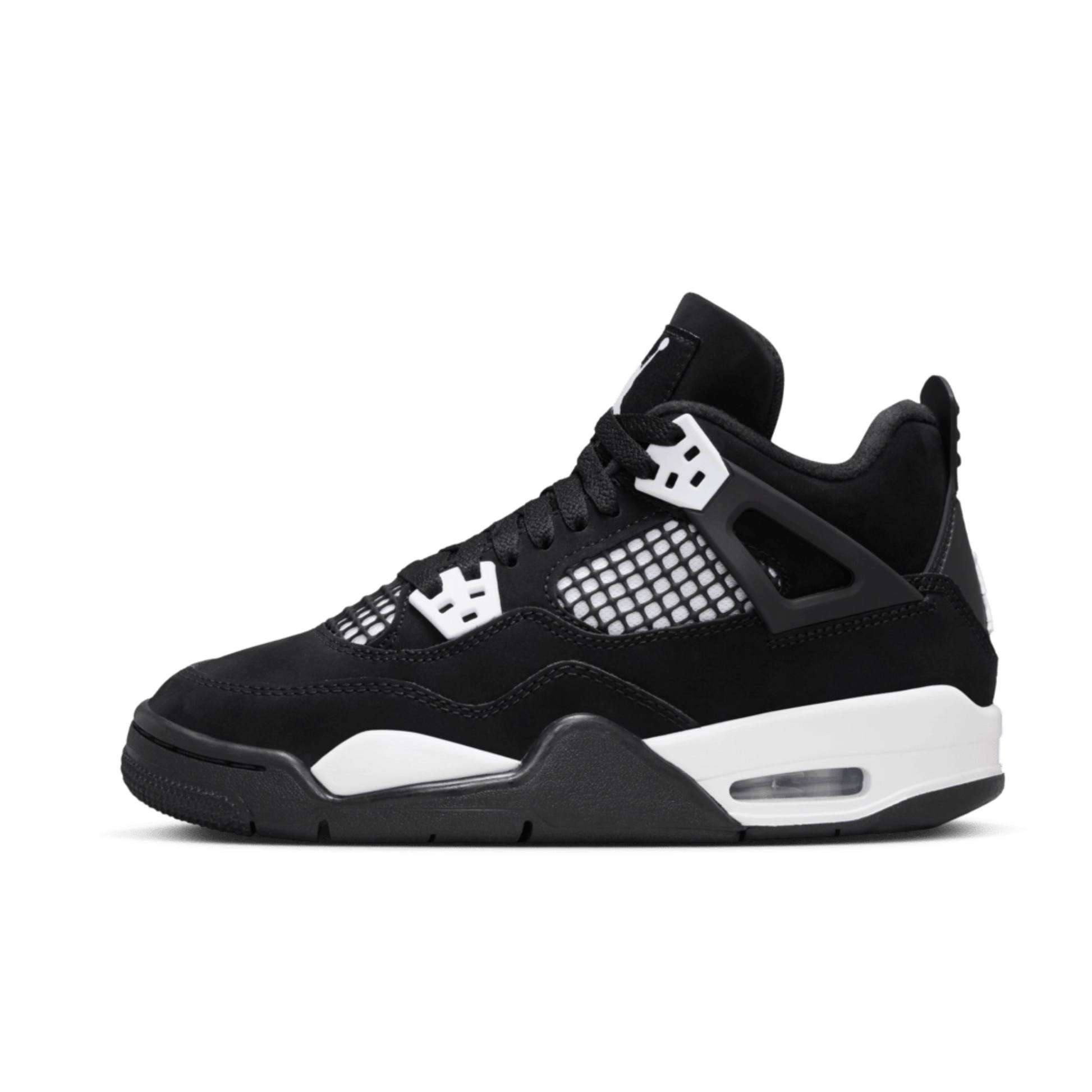 Air Jordan 4 Retro GS White Thunder - premium sneaker met witte, zwarte en gele accenten en Air-demping, verkrijgbaar bij KeepItSneaker.