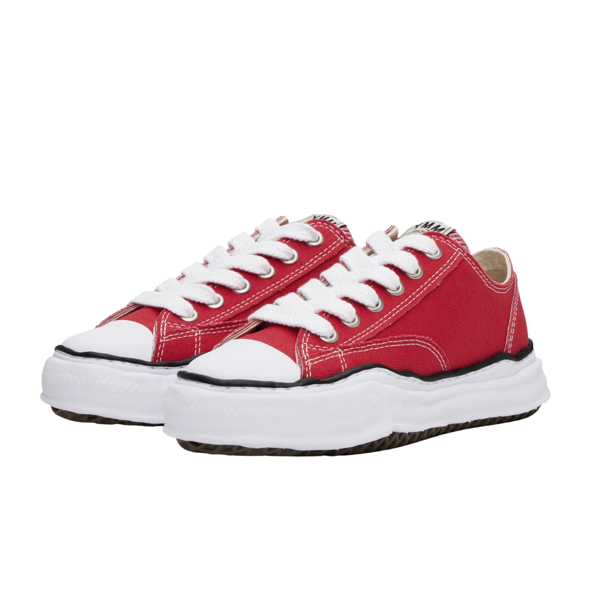 Maison Mihara Yasuhiro Peterson OG Sole Canvas Low Red schuin aanzicht