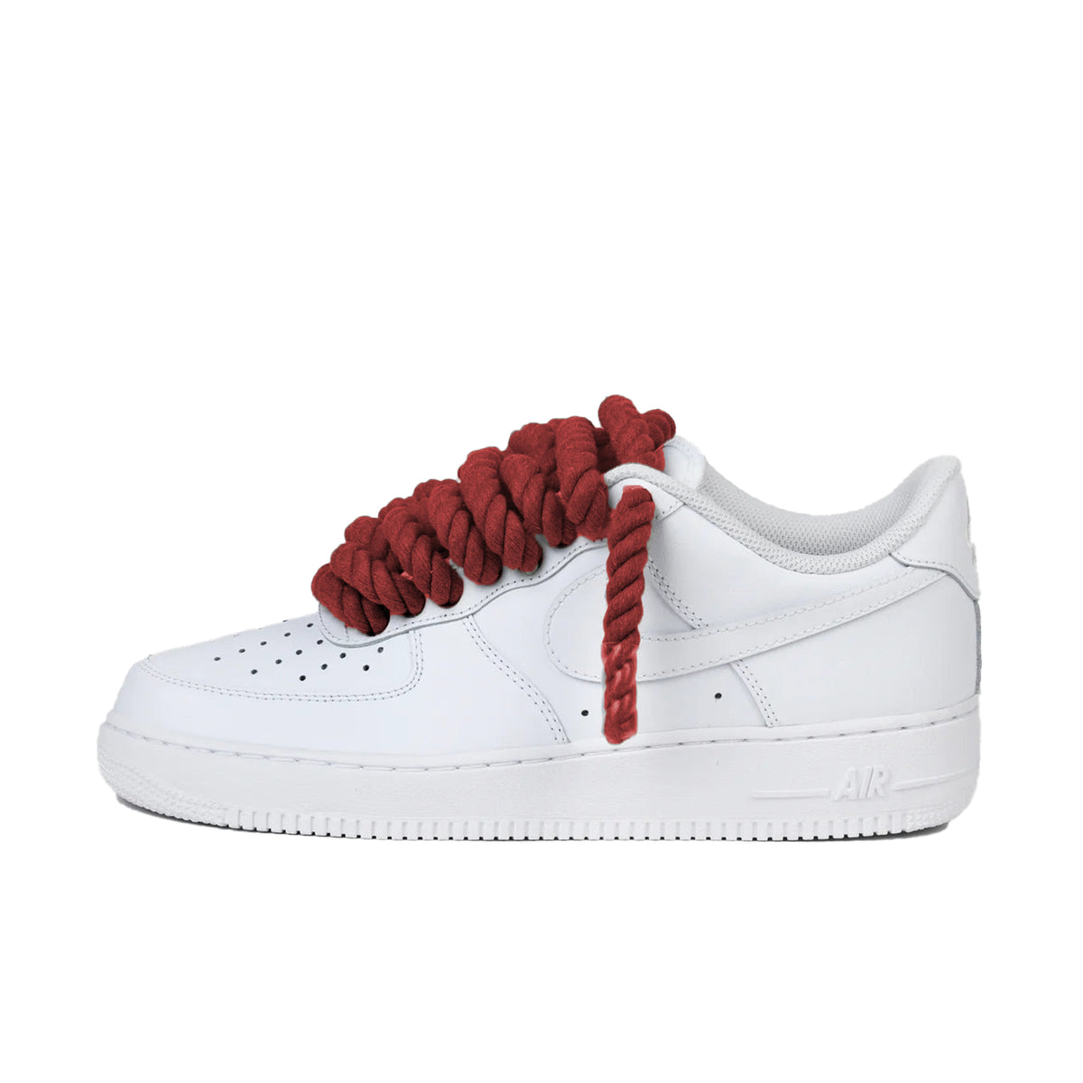 Nike Air Force 1 Low wit met burgundy rope laces custom side view