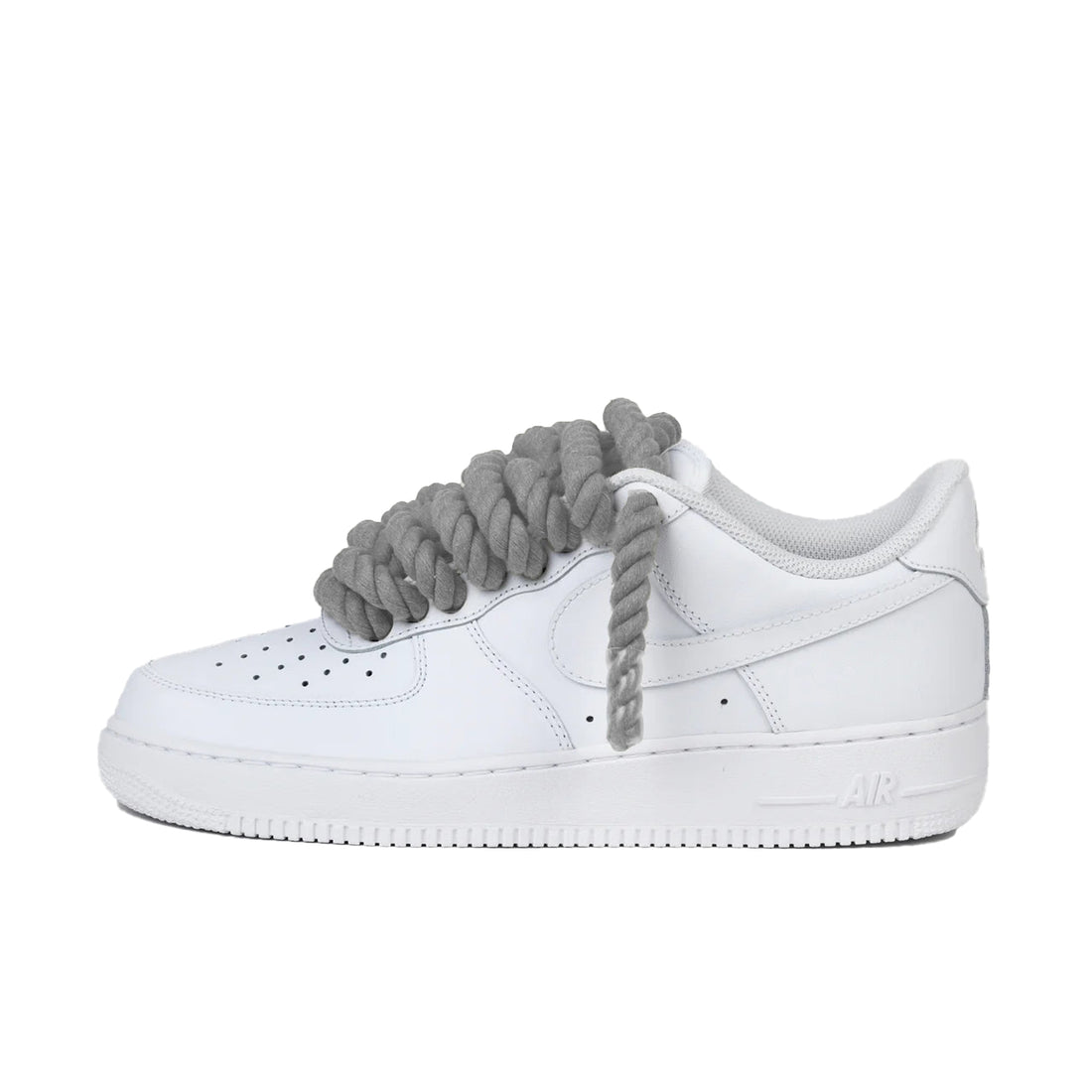 Nike Air Force 1 Low wit met light grey rope laces custom side view