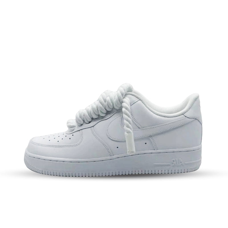 Nike Air Force 1 Low wit met witte rope laces custom side view