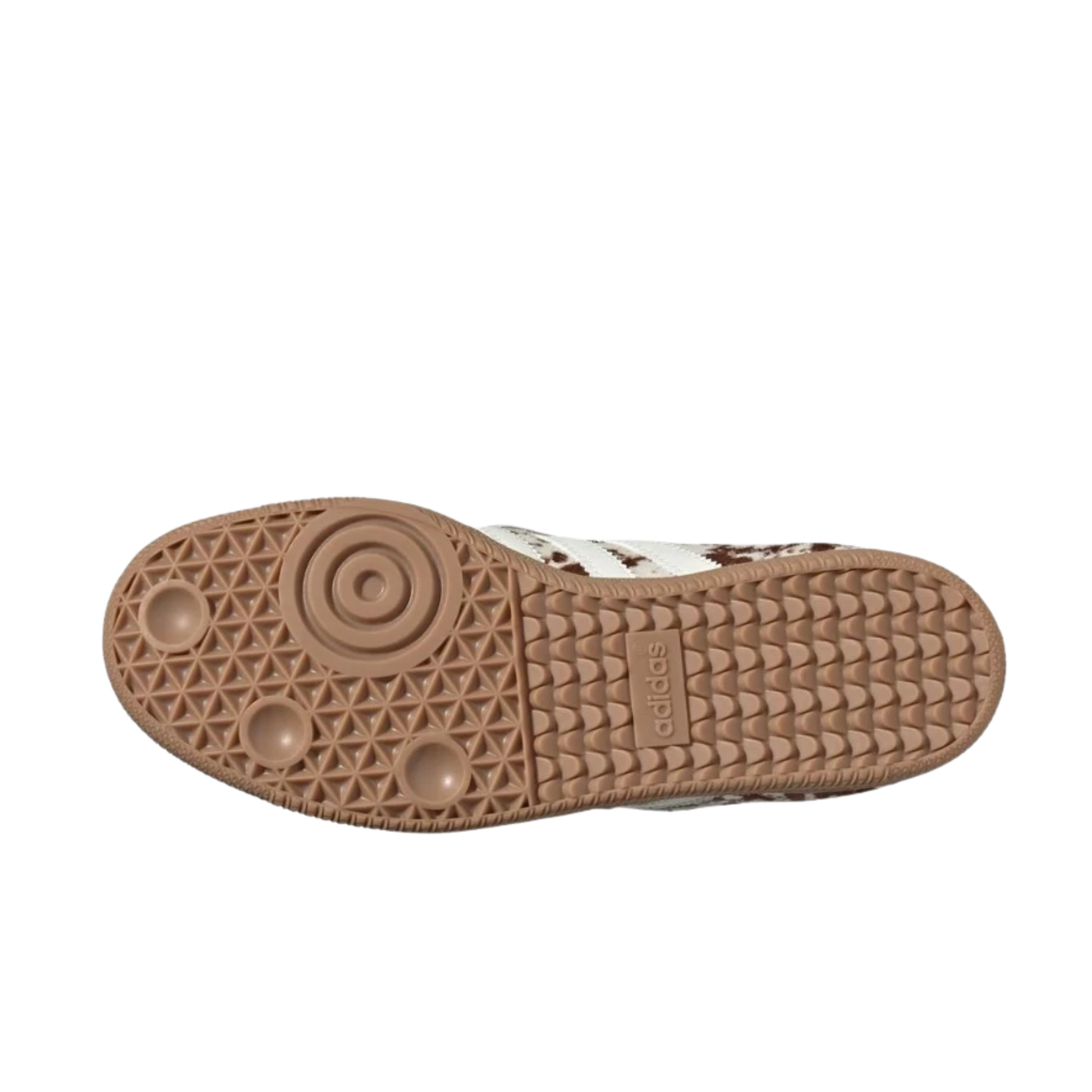 Adidas Samba LT Cow Print Brown White sneaker in brown and white cow print outsole view