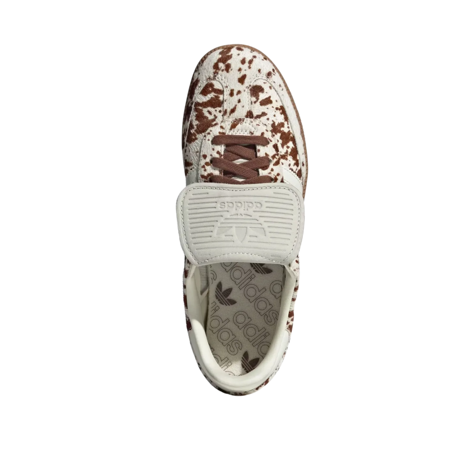 Adidas Samba LT Cow Print Brown White sneaker in brown and white cow print top view