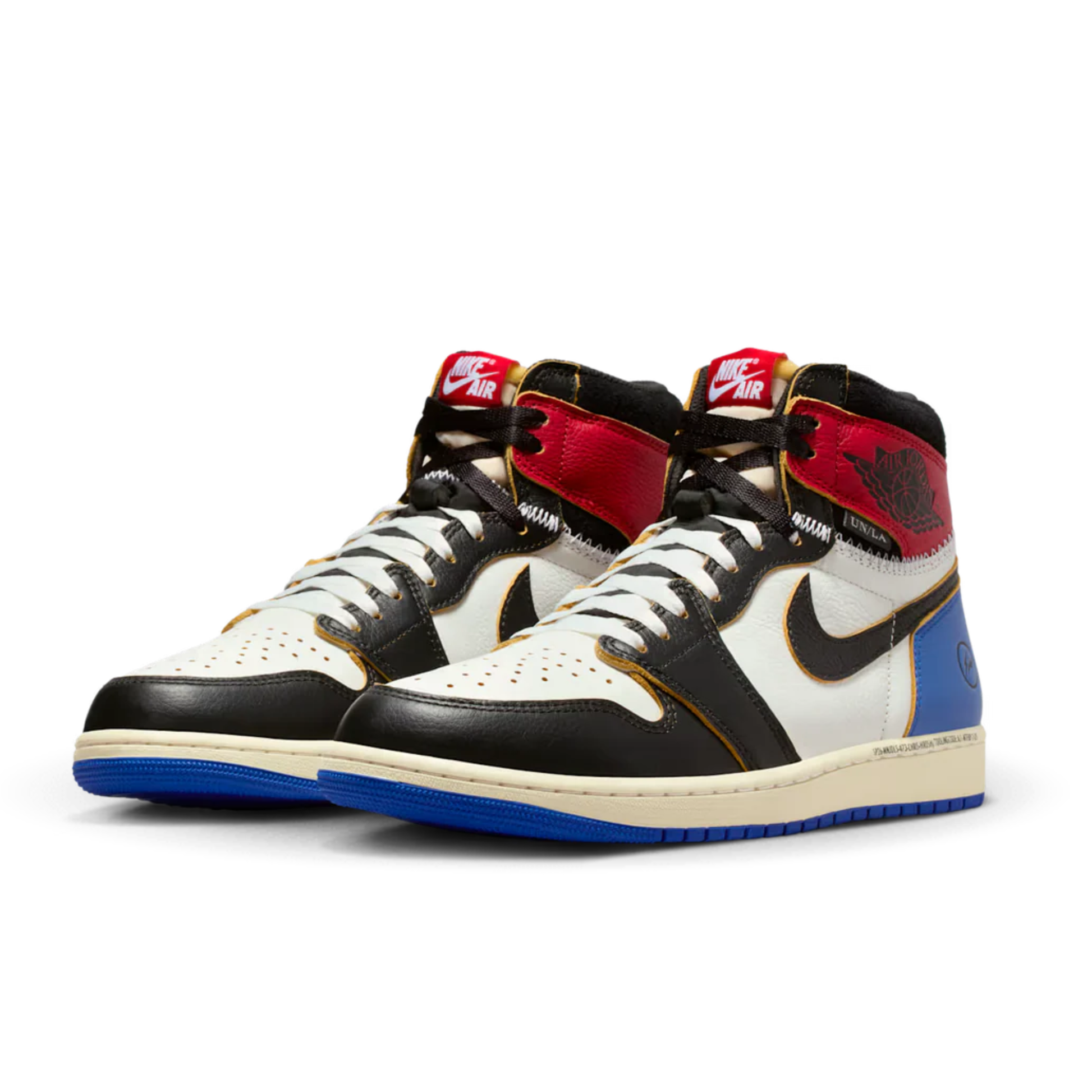 Air Jordan 1 Retro High OG SP Fragment x Union LA sneaker in varsity red sport royal alternate view