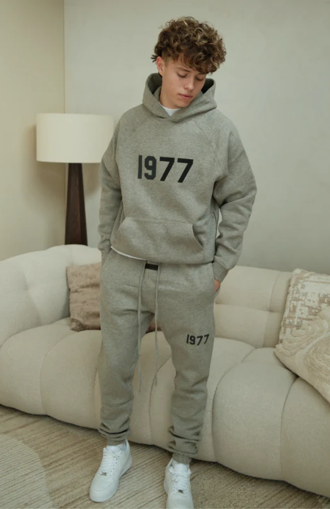 Fear of God ESSENTIALS 1977 hoodie and sweatpants set in dark oatmeal