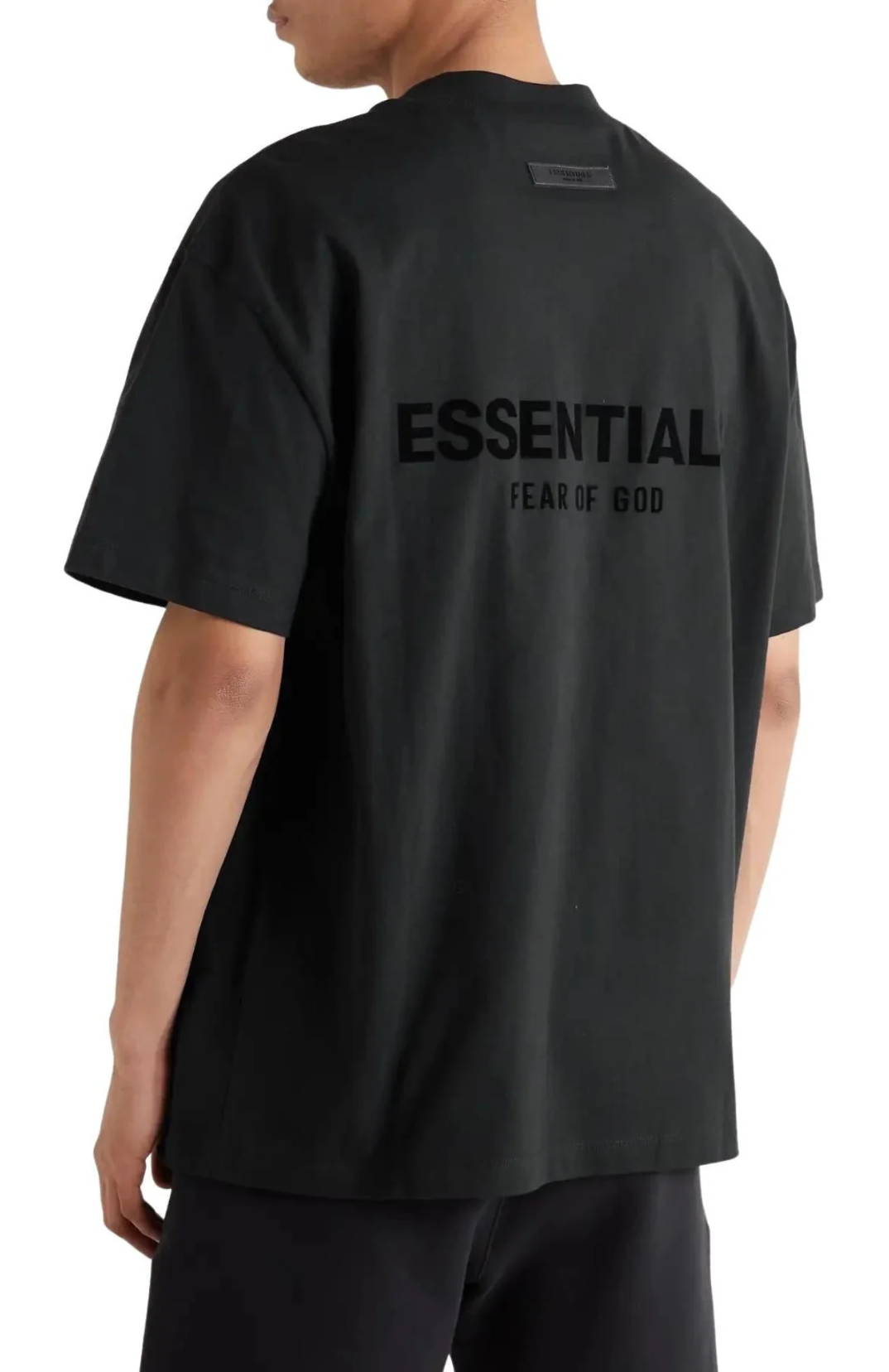 Fear of God Essentials Black Limo Summer t-shirt in black back view