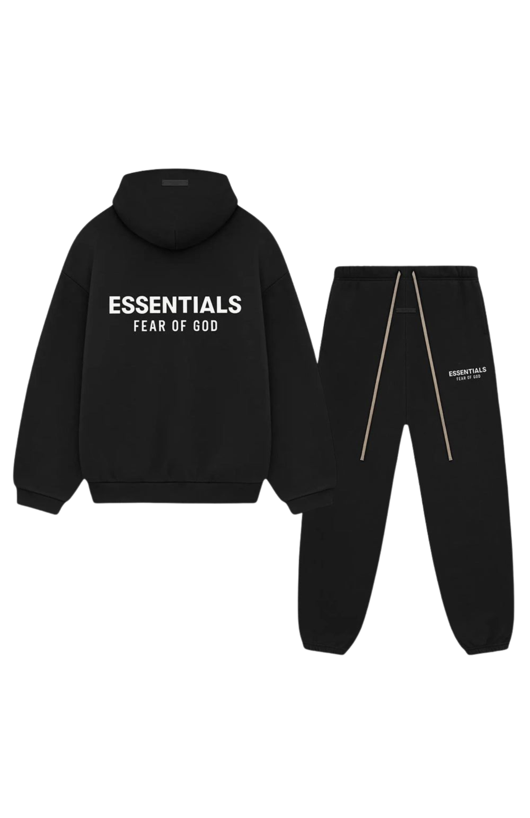 Fear of God ESSENTIALS hoodie and sweatpants set in black white
