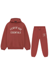 Fear Of God Essentials hoodie and sweatpants set in crimson