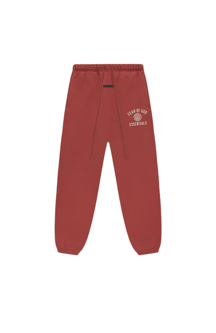 Fear Of God Essentials sweatpants in crimson front view