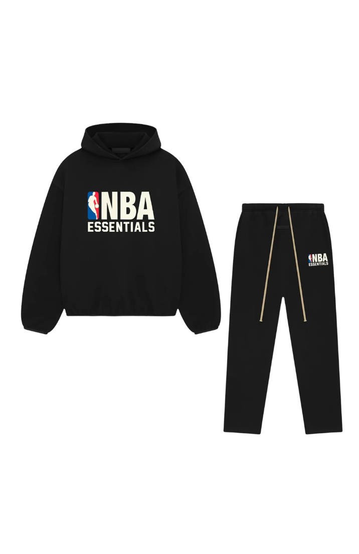 Fear Of God Essentials NBA Black Full Set hoodie and sweatpants set in black