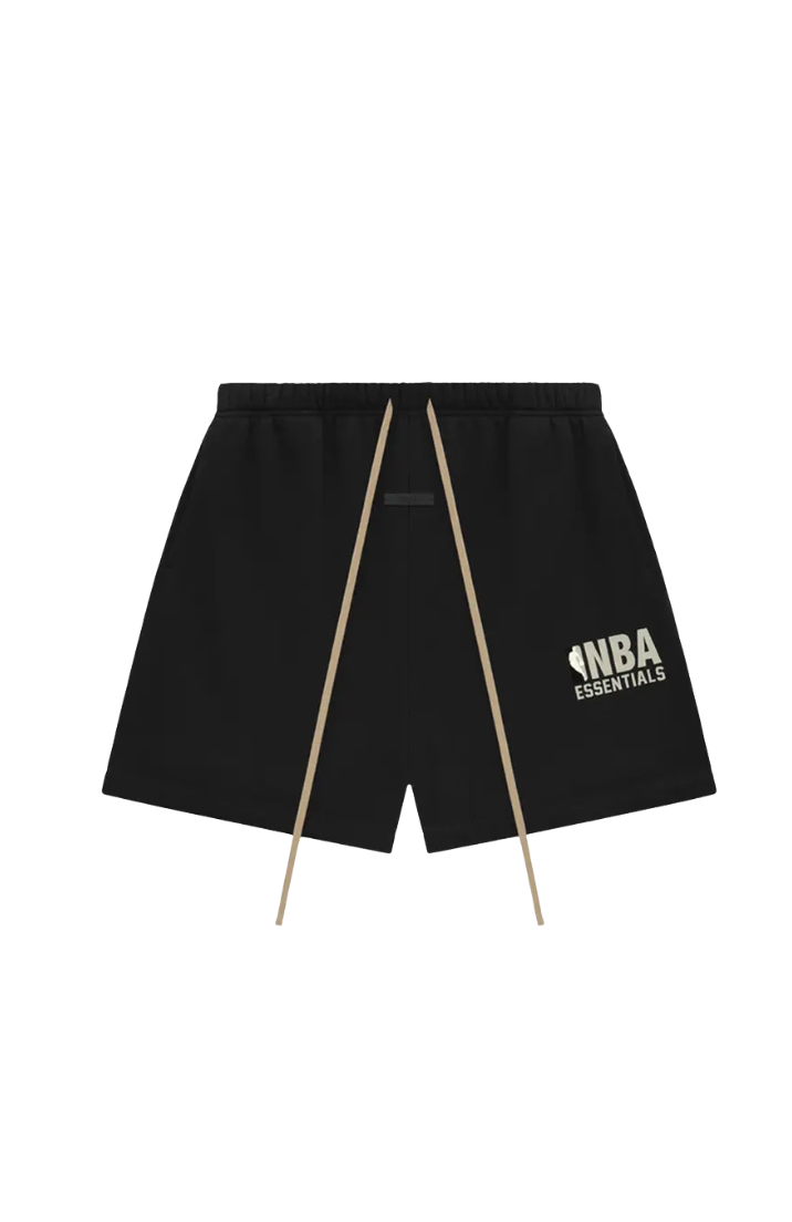 Fear of God Essentials NBA Black Grey Summer Set shorts in black front view