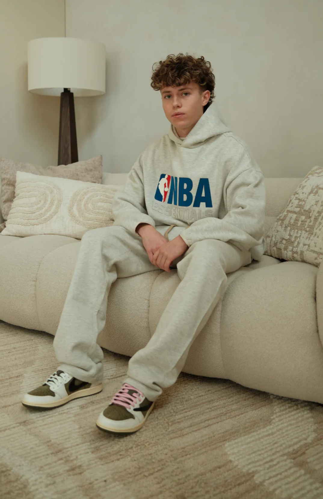 Fear Of God Essentials NBA hoodie and sweatpants set in light heather