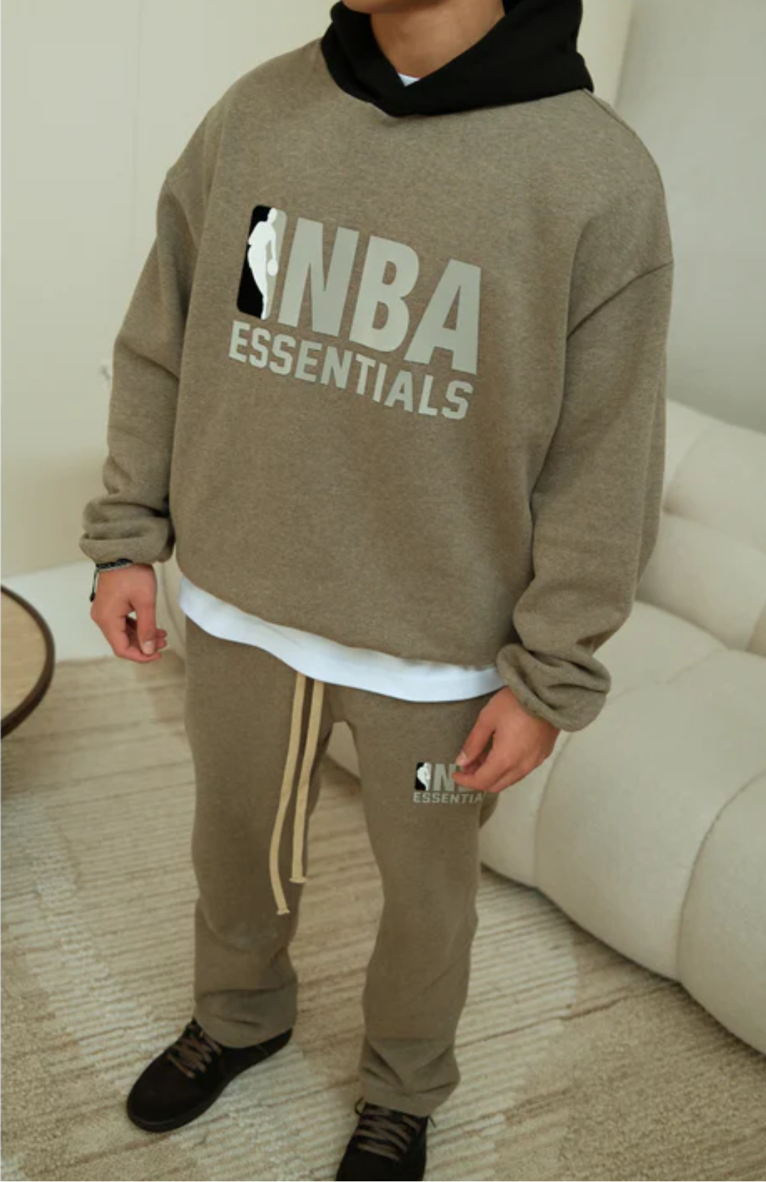 Fear of God ESSENTIALS NBA hoodie and sweatpants set in warm heather