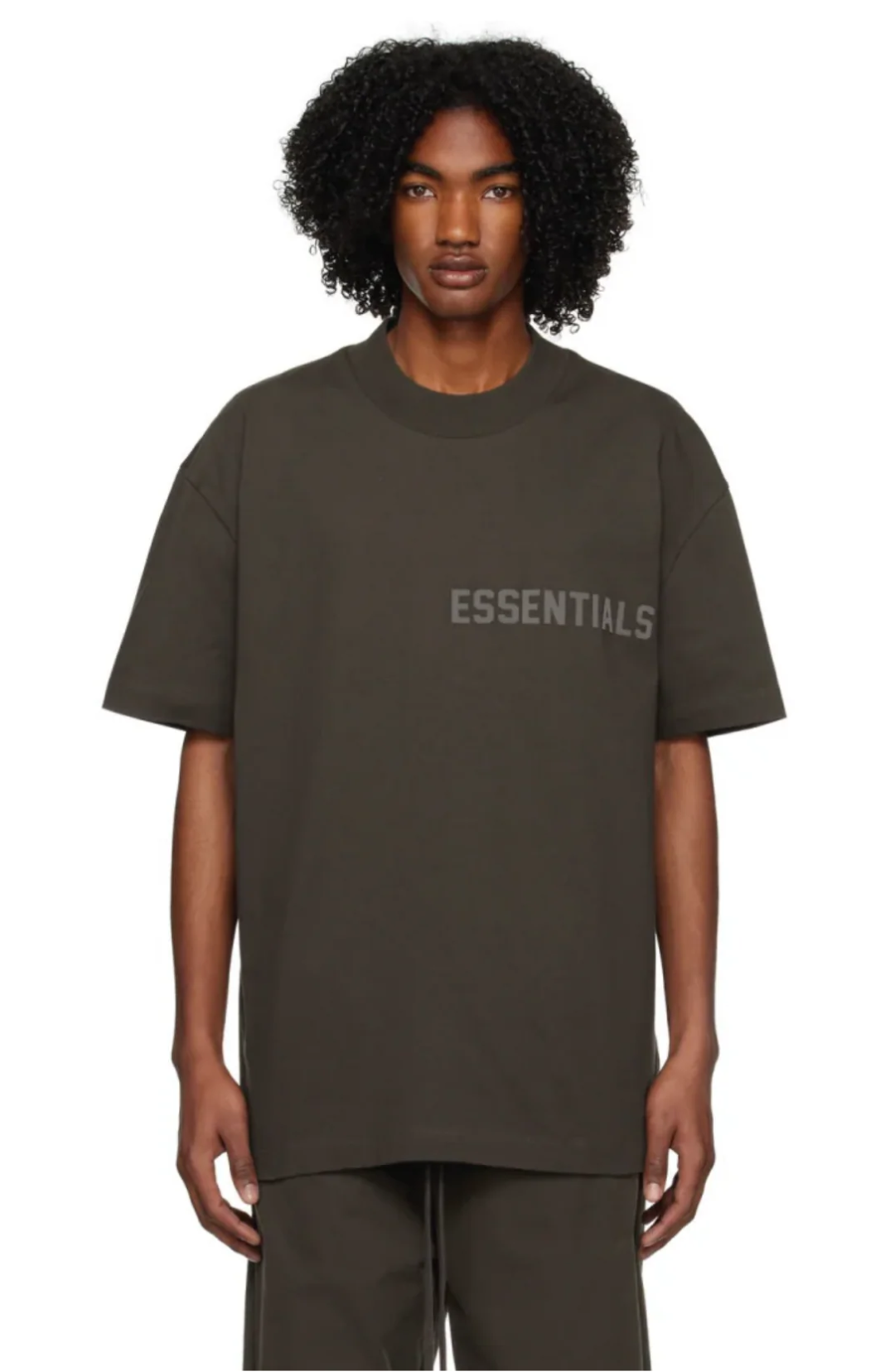 Fear of God Essentials Off Black t-shirt in off black front view