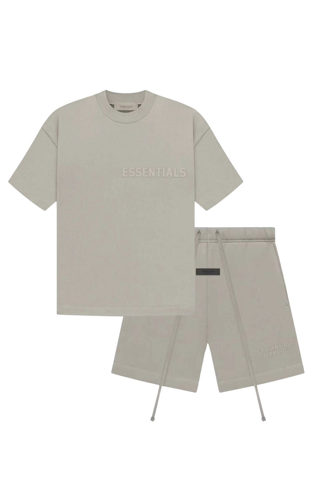 Fear of God Essentials Seal Summer Set t-shirt and shorts set in seal front view