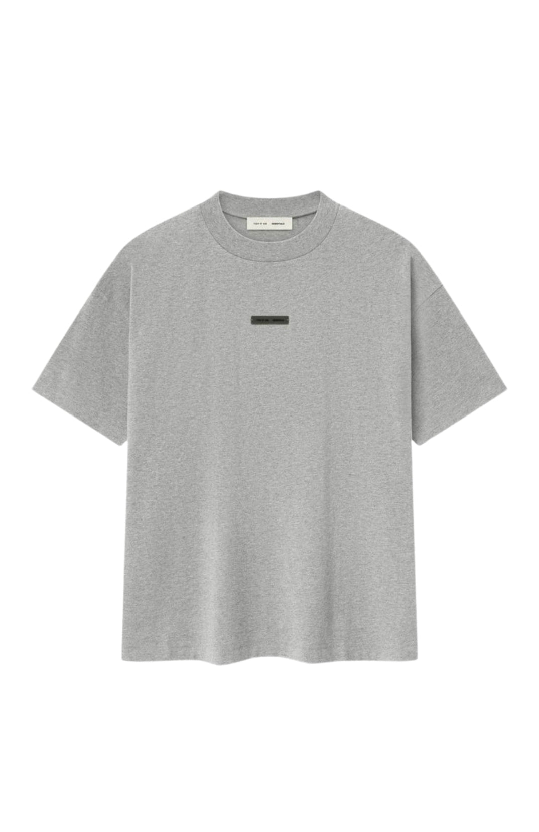 Fear of God Essentials SS25 Concrete Heather Summer Set t-shirt and shorts set in concrete heather front view