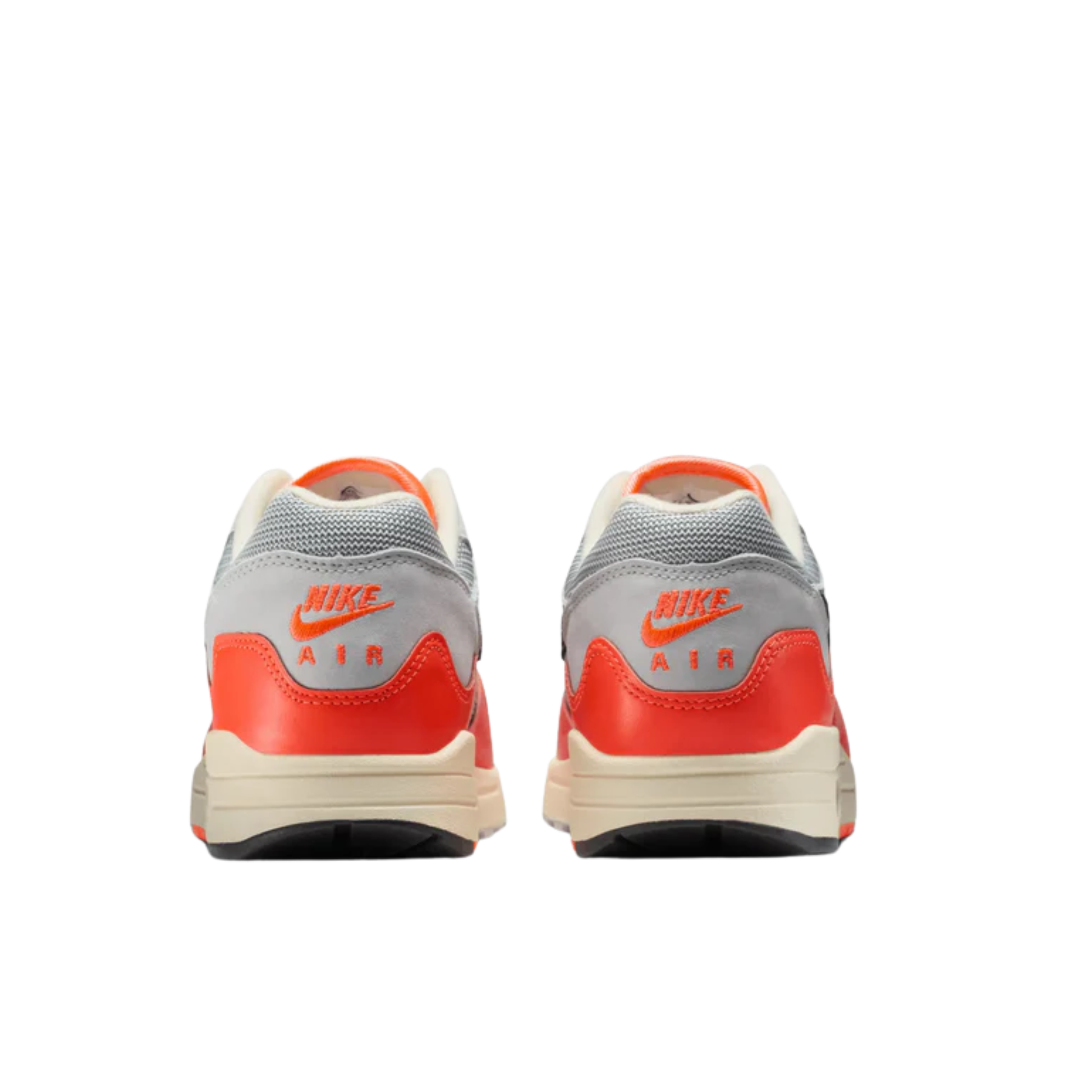 Nike Air Max 1 Patta Waves Hyper Crimson Pure Platinum sneaker in hyper crimson and pure platinum back view