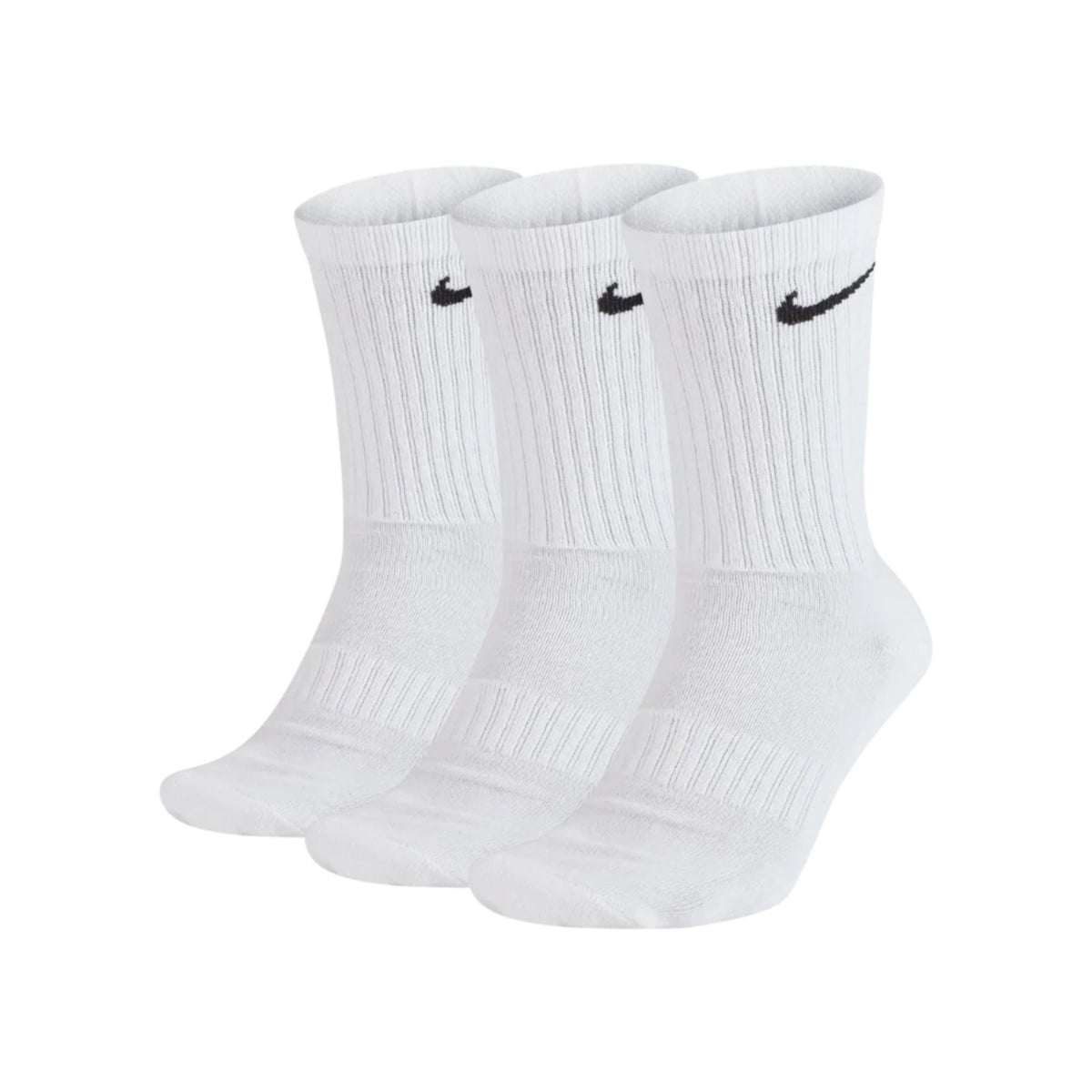Nike Everyday Cushioned Sports Socks 3-Pack White front view