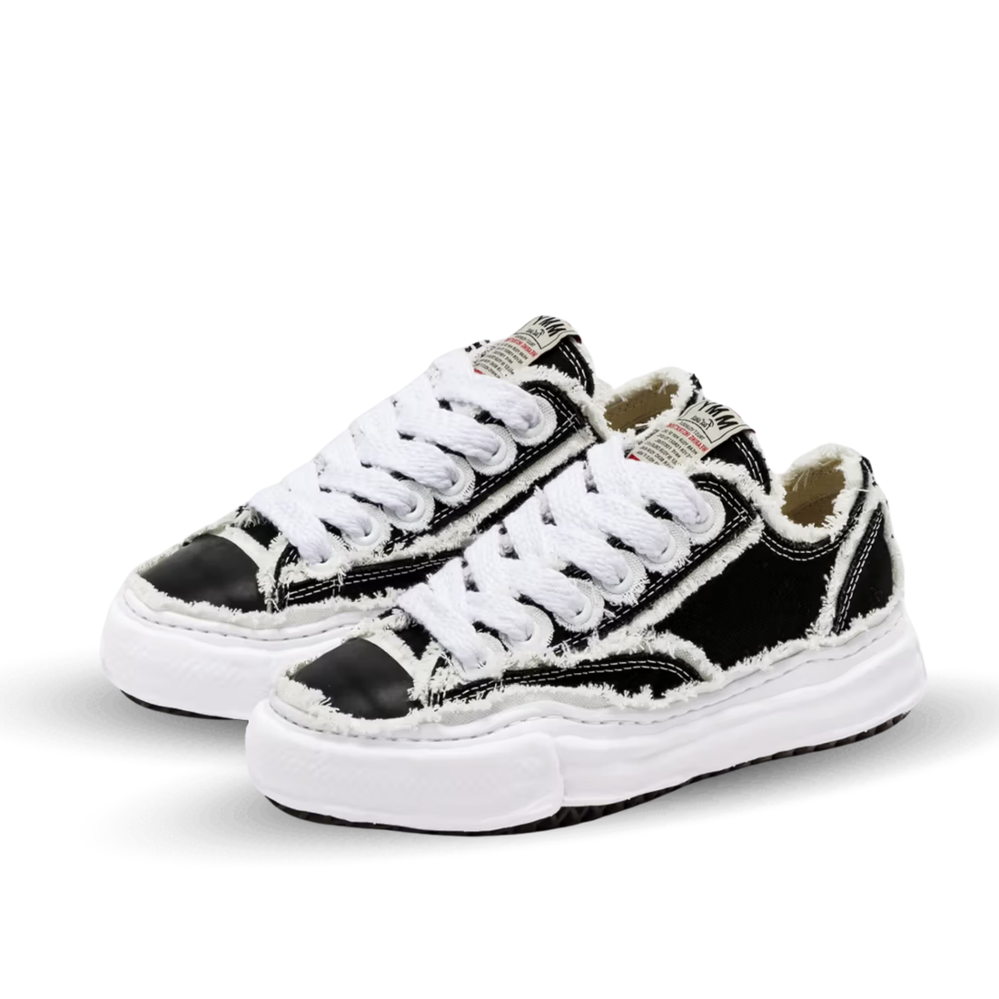 Maison Mihara Yasuhiro Peterson OG Sole Canvas Low Ausgefranst Schwarz