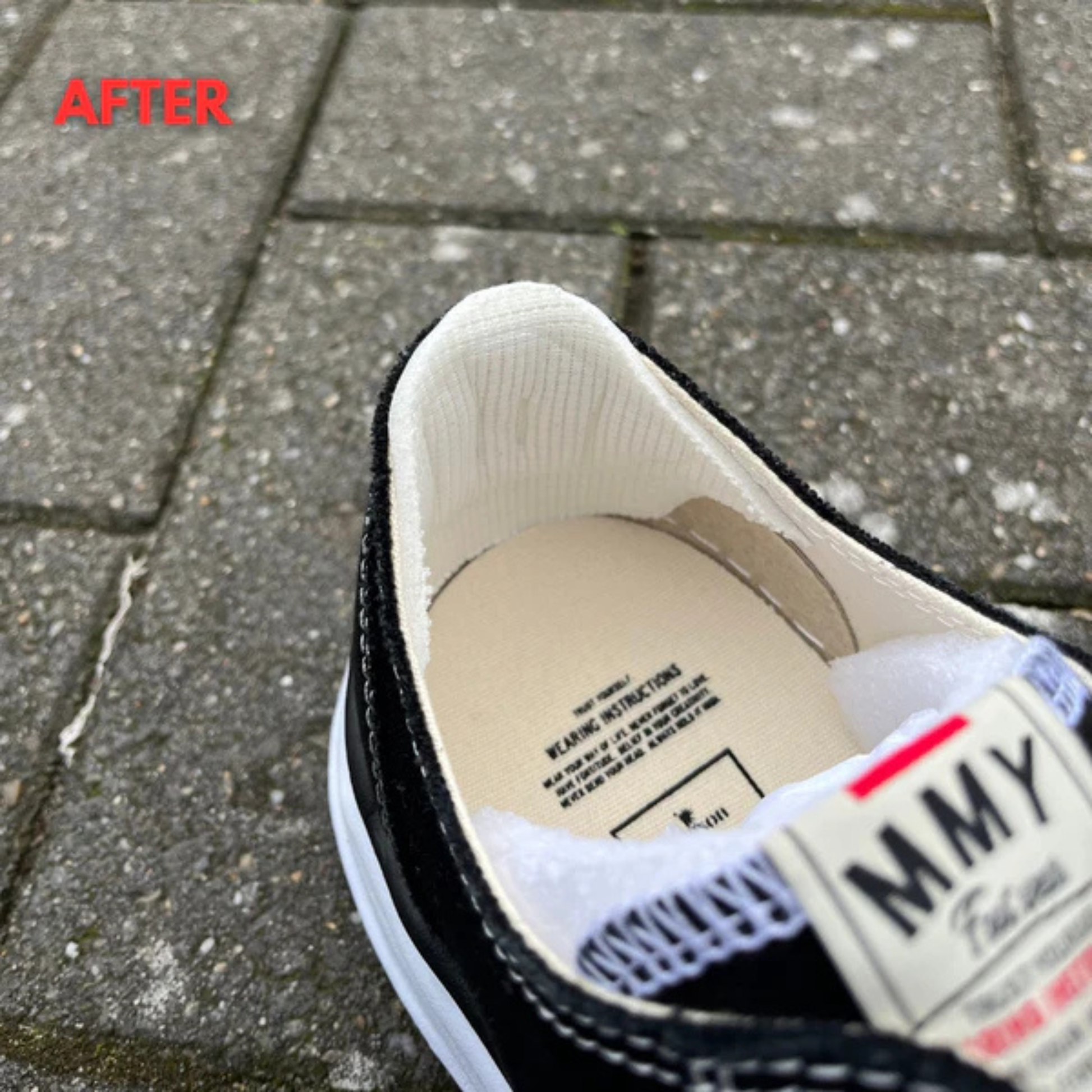 Heelpads Cream toegepast in schoen
