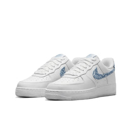Nike Air Force 1 Low Essential Weiß Abgenutzt Blau Paisley